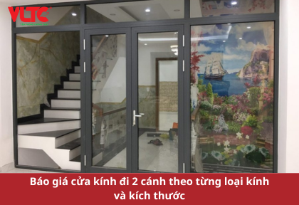 Báo giá cửa kính đi 2 cánh theo từng loại kính và kích thước