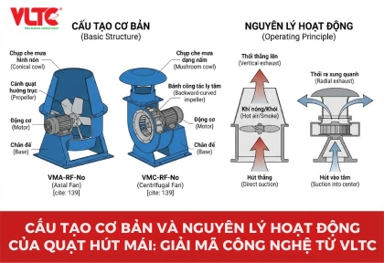 Cấu tạo cơ bản và nguyên lý hoạt động của quạt hút mái: Giải mã công nghệ từ VLTC