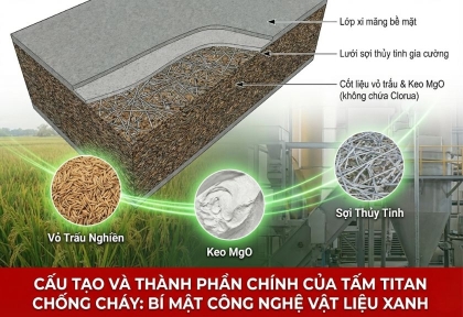Cấu tạo và thành phần chính của tấm titan chống cháy: Bí mật công nghệ vật liệu xanh