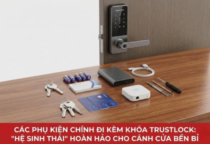 Các phụ kiện chính đi kèm khóa Trustlock hoàn hảo cho cánh cửa bền bỉ