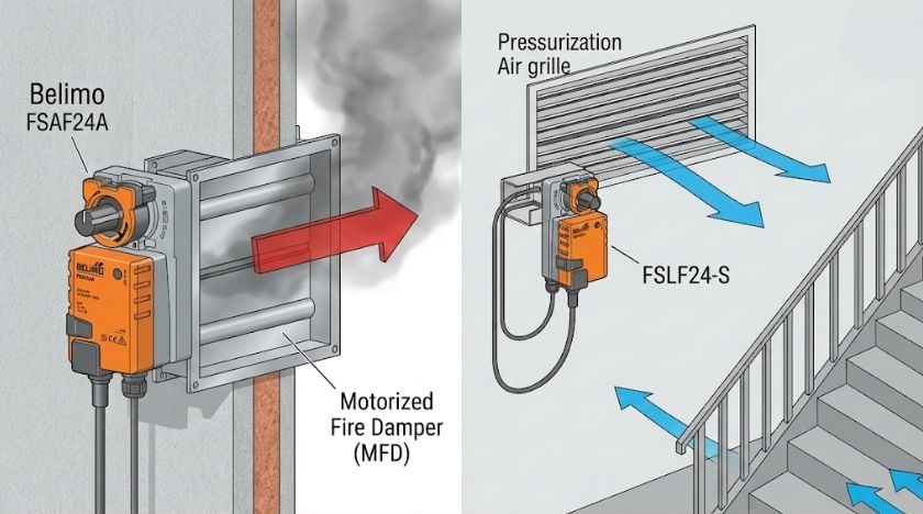 Ứng dụng động cơ Belimo FSAF24A & FSLF24-S trong van chặn lửa và hệ thống cửa gió