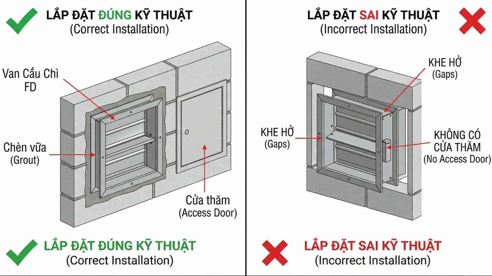 Sai lầm khi lắp đặt van chặn lửa cầu chì FD