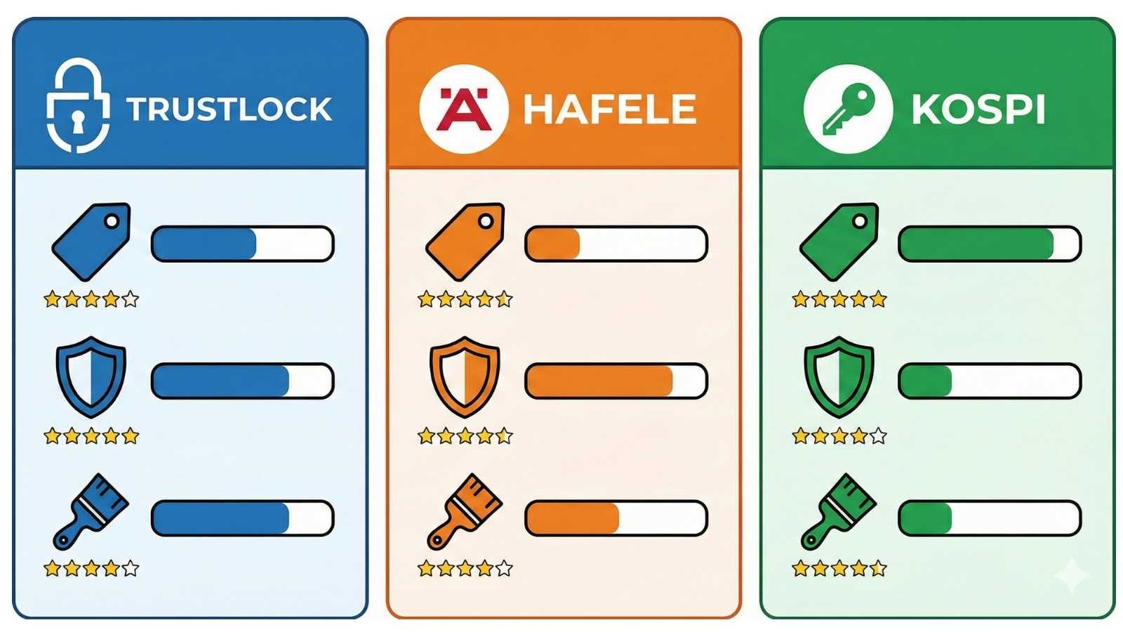  So sánh khóa Trustlock với khóa Hafele và Kospi